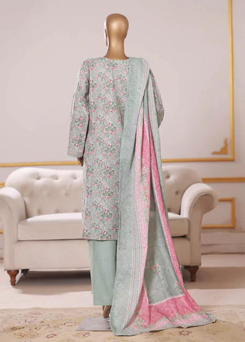 3 Piece Printed Mint Green Khaddar Shirt with Trouser & Dupatta