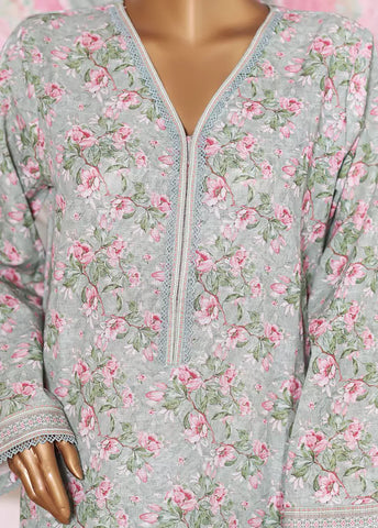 3 Piece Printed Mint Green Khaddar Shirt with Trouser & Dupatta