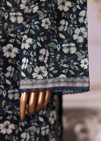 3 Piece Printed Teal Khaddar Shirt with Trouser & Dupatta