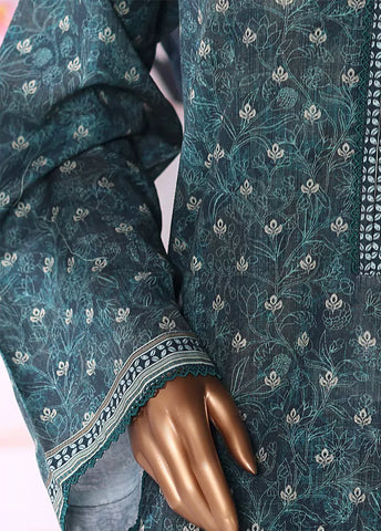 3 Piece Printed Teal Khaddar Shirt with Trouser & Dupatta