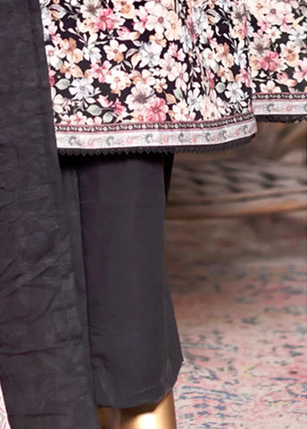 3 Piece Printed MultiColor Khaddar Frock with Trouser & Dupatta