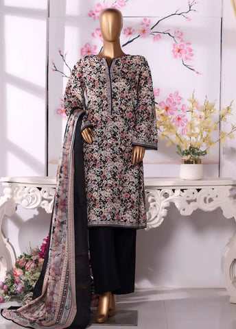 3 Piece Printed MultiColor Khaddar Shirt with Trouser & Dupatta