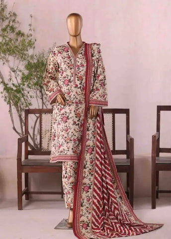 Bin Saeed Fabric - WK-2581-PR- 3 Piece Khaddar Printed Stitched Suit
