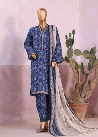 Bin Saeed Fabric - WK-2582-PR- 3 Piece Khaddar Printed Stitched Suit