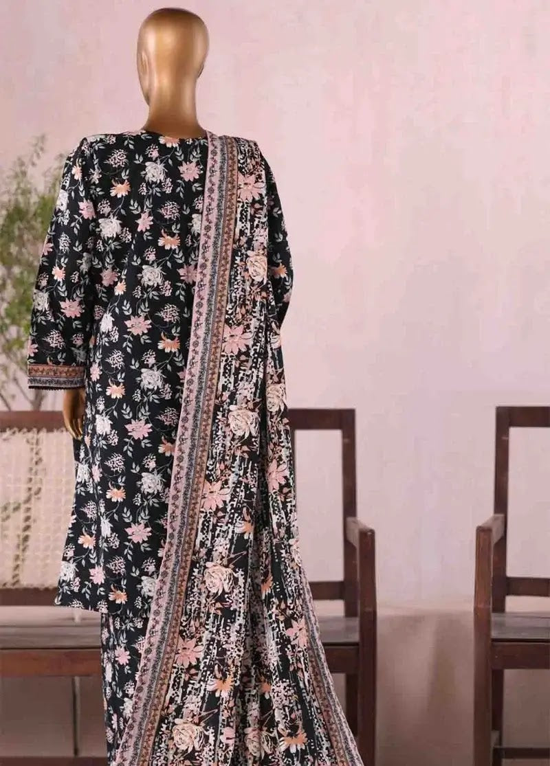 Bin Saeed Fabric - WK-2585-PR- 3 Piece Khaddar Printed Stitched Suit