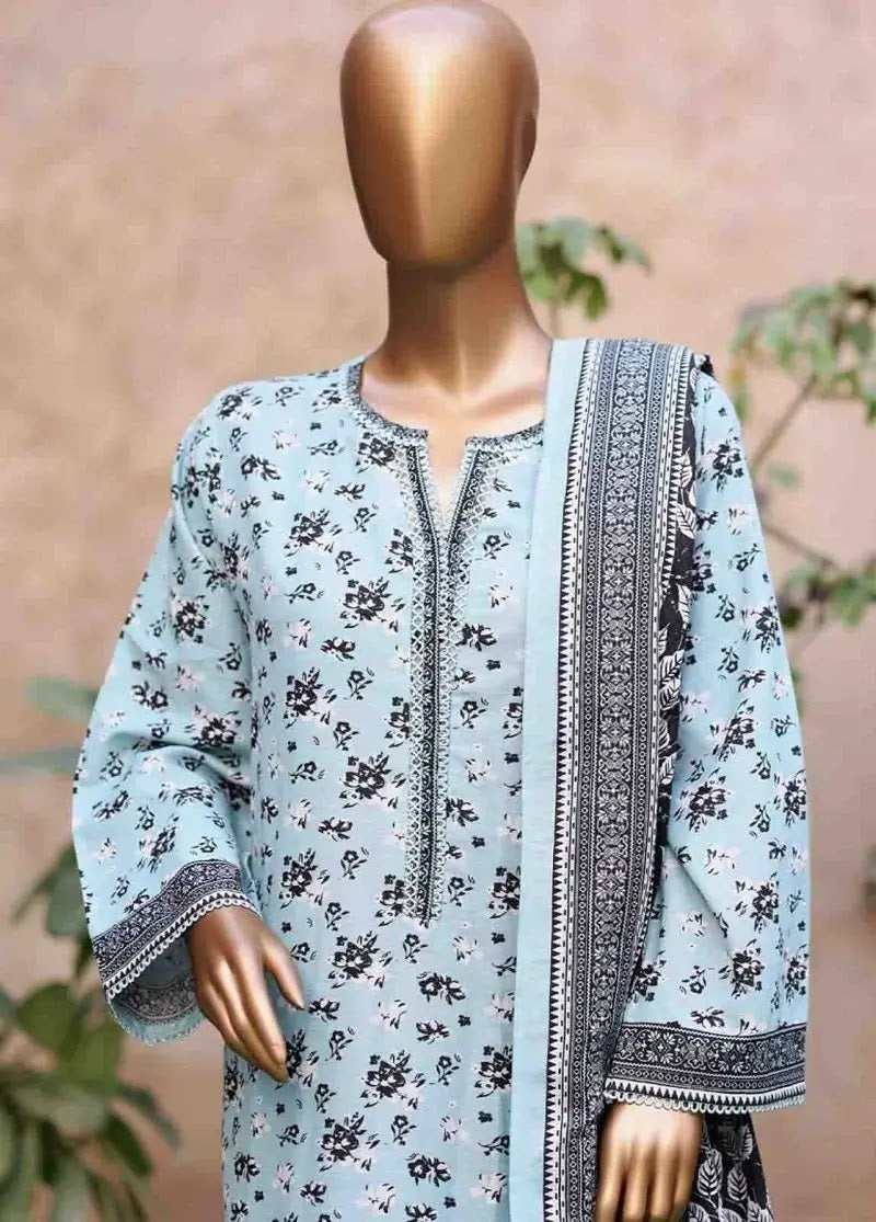 Bin Saeed Fabric - WK-2586-PR- 3 Piece Khaddar Printed Stitched Suit