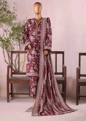 Bin Saeed Fabric - WK-2587-PR- 3 Piece Khaddar Printed Stitched Suit