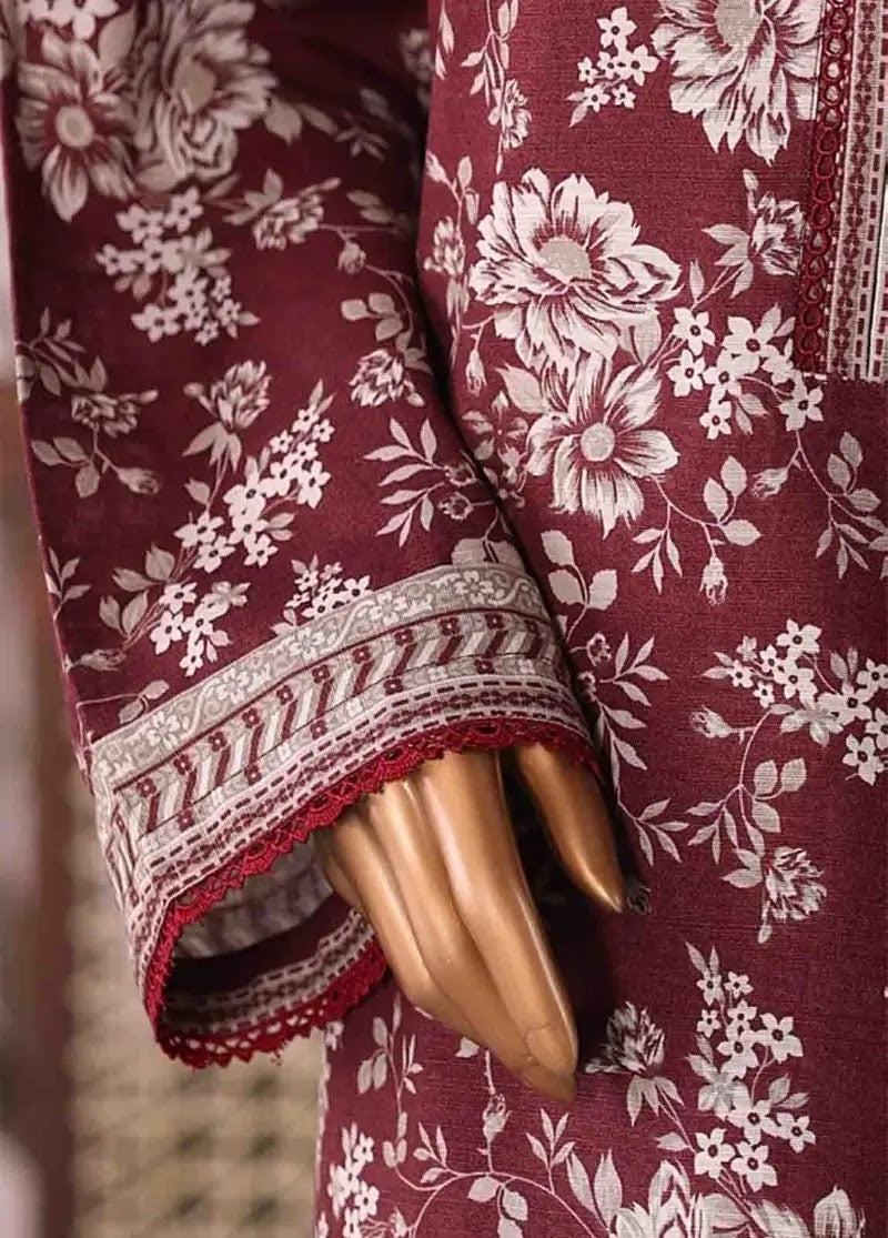 Bin Saeed Fabric - WK-2587-PR- 3 Piece Khaddar Printed Stitched Suit