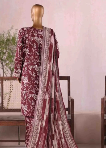 Bin Saeed Fabric - WK-2587-PR- 3 Piece Khaddar Printed Stitched Suit