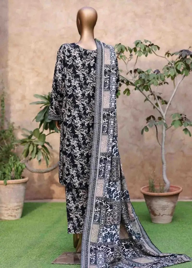 Bin Saeed Fabric - WK-2588-PR- 3 Piece Khaddar Printed Stitched Suit