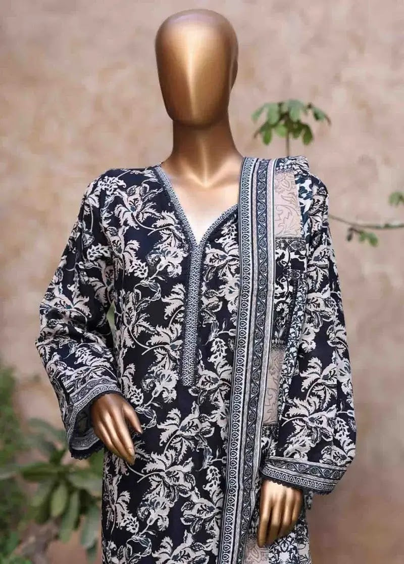 Bin Saeed Fabric - WK-2588-PR- 3 Piece Khaddar Printed Stitched Suit