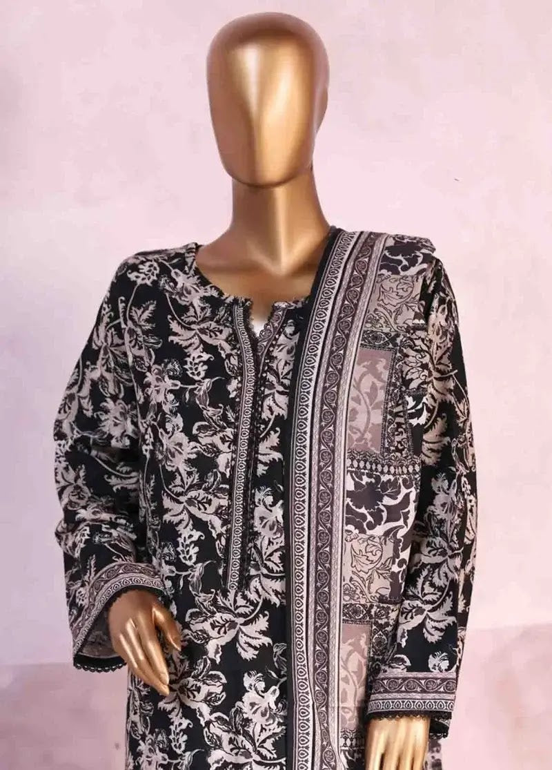 Bin Saeed Fabric - WK-2589-PR- 3 Piece Khaddar Printed Stitched Suit