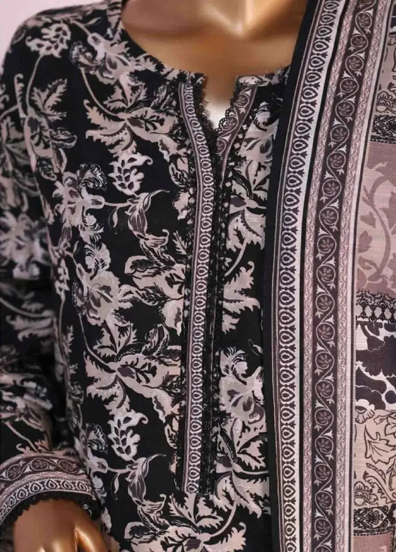 Bin Saeed Fabric - WK-2589-PR- 3 Piece Khaddar Printed Stitched Suit