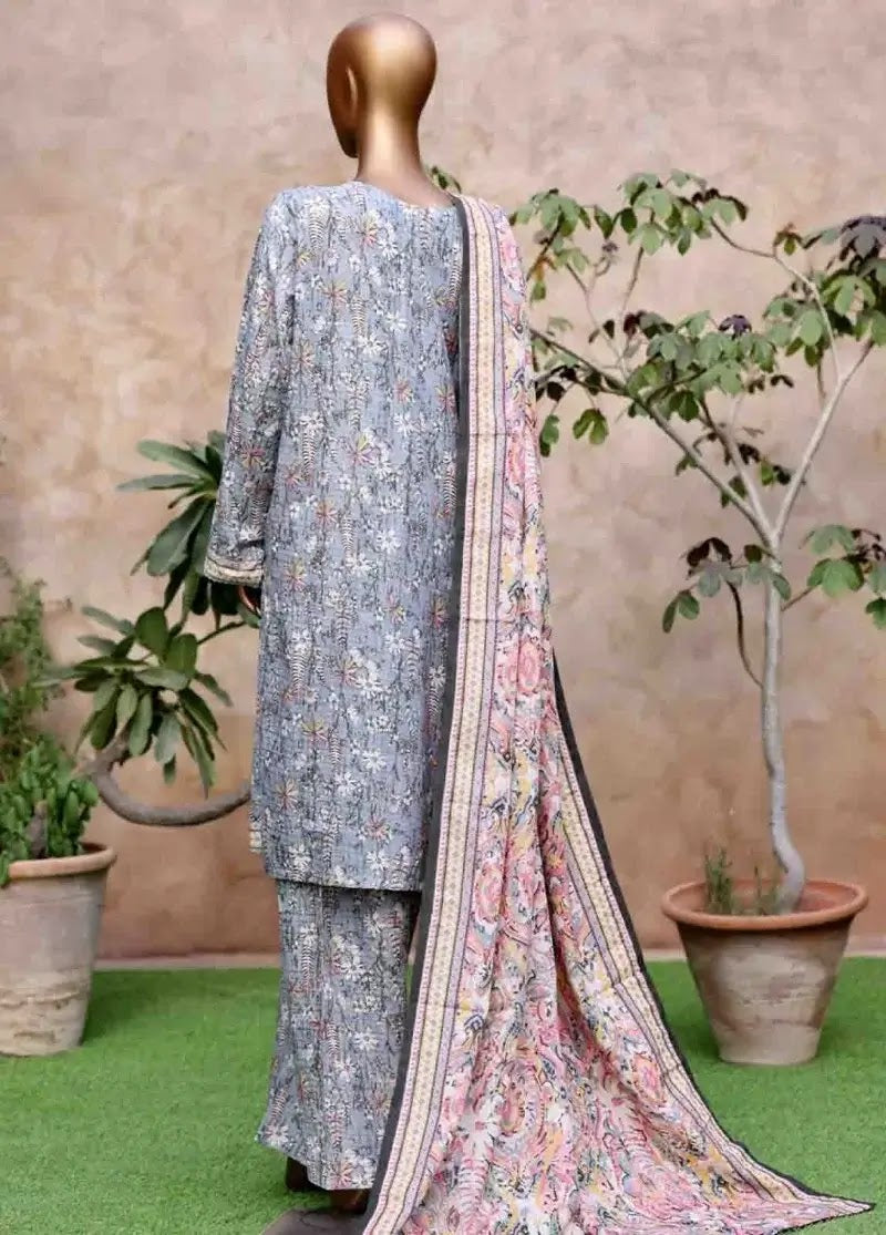 Bin Saeed Fabric - WK-2590-PR- 3 Piece Khaddar Printed Stitched Suit