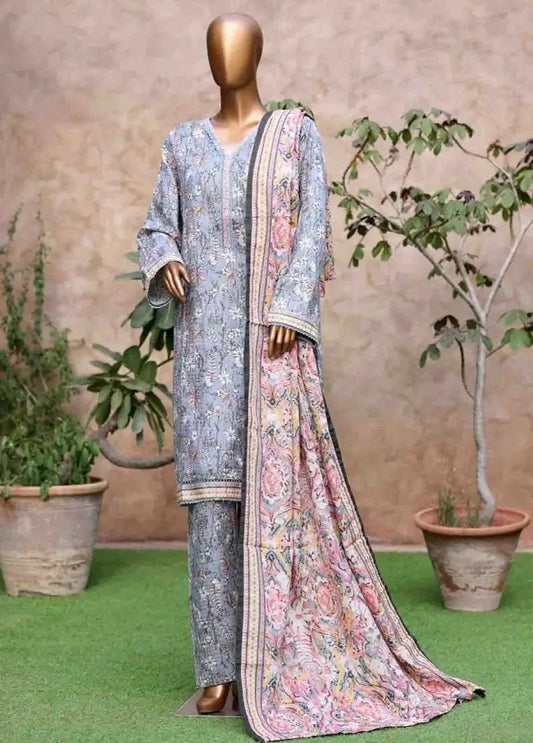 Bin Saeed Fabric - WK-2590-PR- 3 Piece Khaddar Printed Stitched Suit