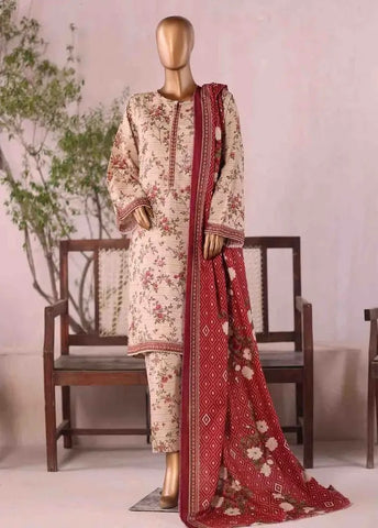 Bin Saeed Fabric - WK-2593-PR- 3 Piece Khaddar Printed Stitched Suit