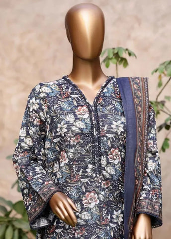 Bin Saeed Fabric - WK-2594-PR- 3 Piece Khaddar Printed Stitched Suit