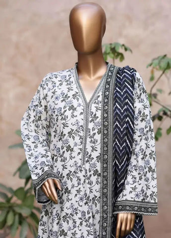 Bin Saeed Fabric - WK-2596-PR- 3 Piece Khaddar Printed Stitched Suit