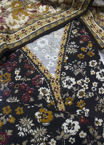 3 Piece Printed MultiColor Khaddar Shirt with Trouser & Dupatta