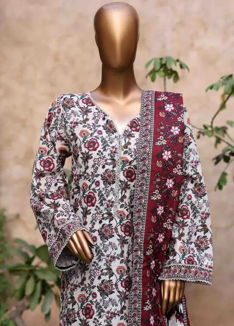 Bin Saeed Fabric - WK-2598-PR- 3 Piece Khaddar Printed Stitched Suit