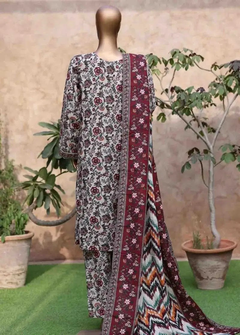Bin Saeed Fabric - WK-2598-PR- 3 Piece Khaddar Printed Stitched Suit