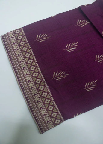 3 Piece Printed Stitched Plum Color Khaddar Shirt with Trouser & Dupatta