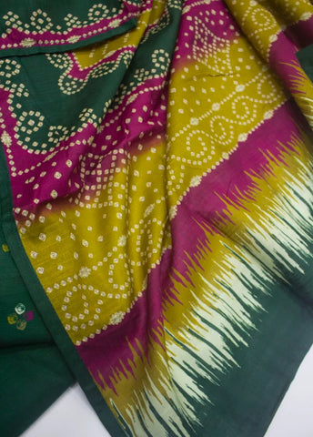 3 Piece Printed Stitched Bottle Green Color Khaddar Shirt with Trouser & Dupatta