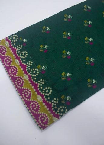 3 Piece Printed Stitched Bottle Green Color Khaddar Shirt with Trouser & Dupatta