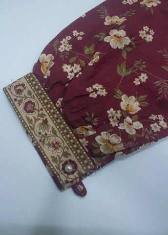 3 Piece Printed Stitched Red Color Khaddar Shirt with Trouser & Dupatta