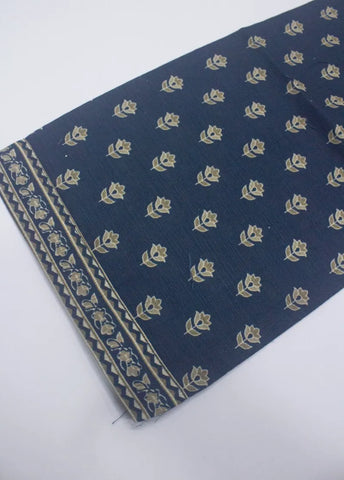 3 Piece Printed Stitched Navy Blue Color Khaddar Shirt with Trouser & Dupatta