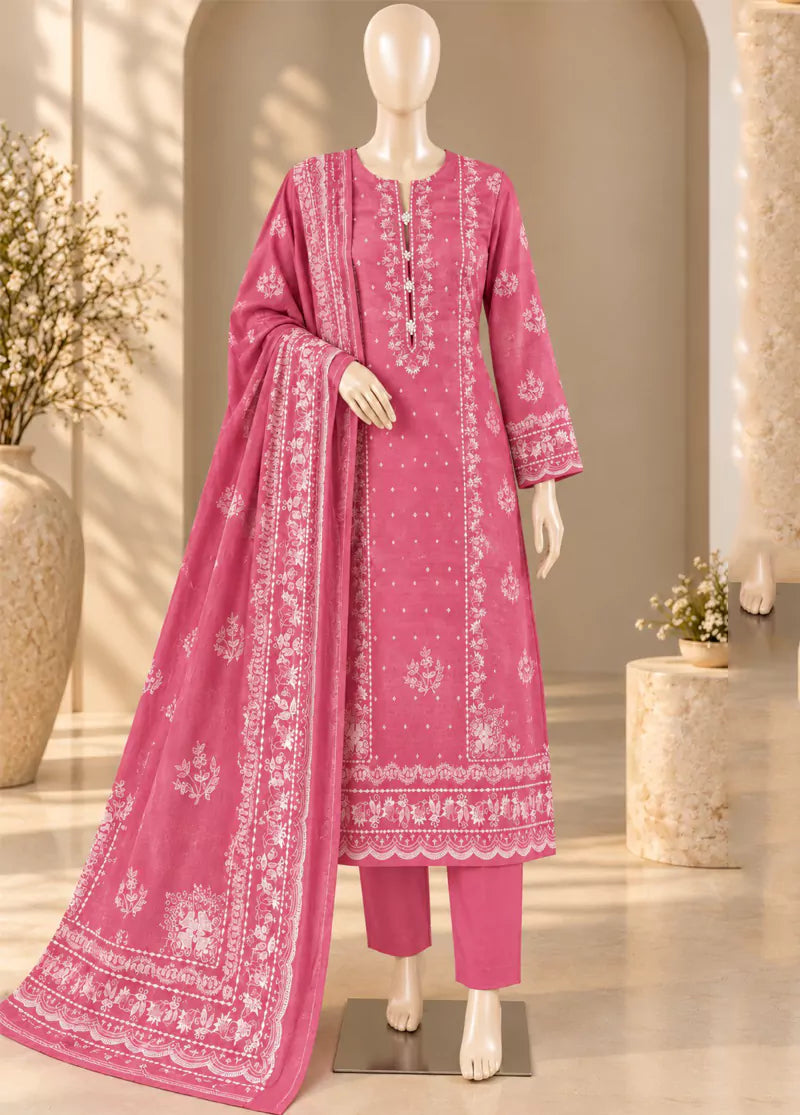 3 Piece Printed Stitched Color Khaddar Shirt with Trouser & Dupatta