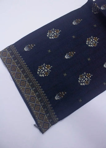 3 Piece Printed Stitched Black Color Khaddar Shirt with Trouser & Dupatta