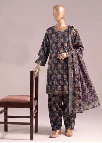 3 Piece Printed Stitched MultiColor Khaddar Shirt with Shalwar & Dupatta