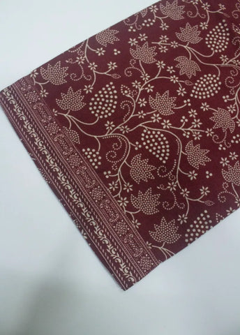 3 Piece Printed Stitched Maroon Color Khaddar Shirt with Trouser & Dupatta