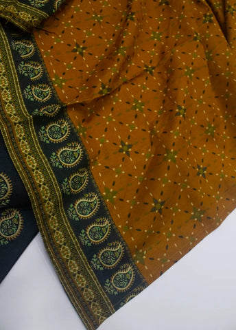 3 Piece Printed Stitched Black Color Khaddar Shirt with Trouser & Dupatta