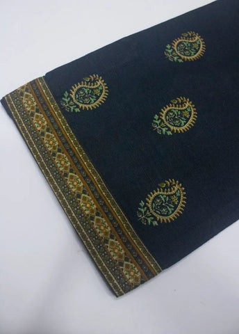 3 Piece Printed Stitched Black Color Khaddar Shirt with Trouser & Dupatta