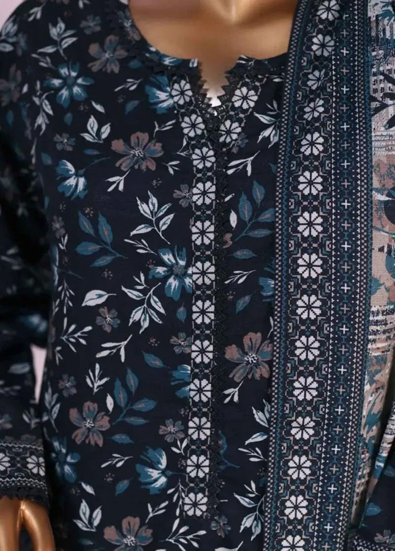 Bin Saeed Fabric - WK-2883-PR- 3 Piece Khaddar Printed Stitched Suit