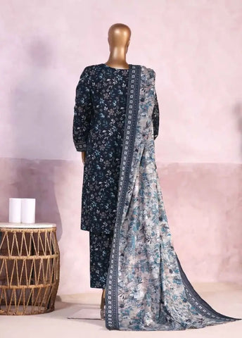 Bin Saeed Fabric - WK-2883-PR- 3 Piece Khaddar Printed Stitched Suit