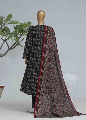 Bin Saeed Fabric - WK-FR-0100 A-3 Piece Khaddar Printed Frock Style Suit