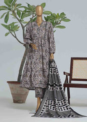 WK-FR-0107 A-3 Piece Khaddar Printed Frock Style Suit