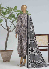 WK-FR-0107 A-3 Piece Khaddar Printed Frock Style Suit