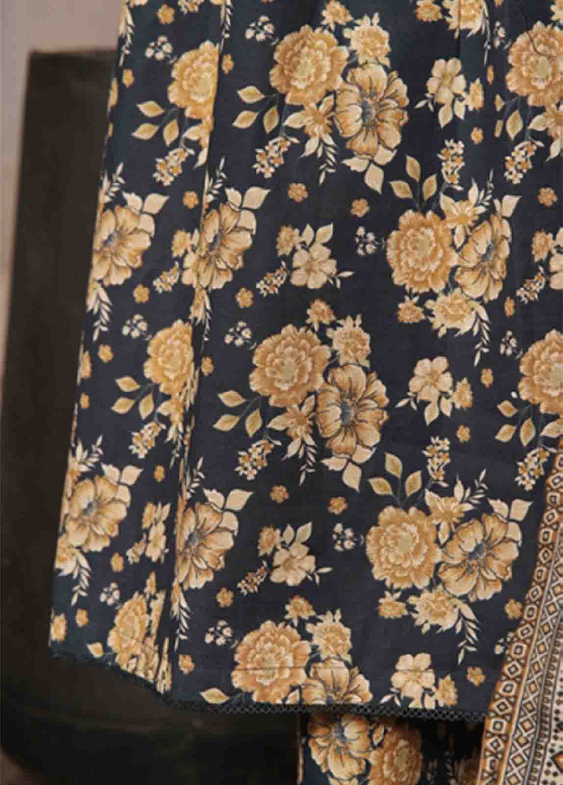 Bin Saeed Fabric - WK-FR-071 A-3 Piece Khaddar Printed Frock Style Suit