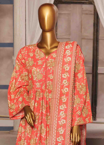 Bin Saeed Fabric - WK-FR-072 A-3 Piece Khaddar Printed Frock Style Suit