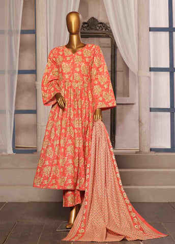 Bin Saeed Fabric - WK-FR-072 A-3 Piece Khaddar Printed Frock Style Suit