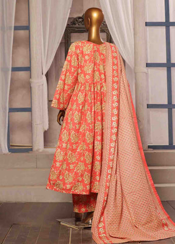 Bin Saeed Fabric - WK-FR-072 A-3 Piece Khaddar Printed Frock Style Suit