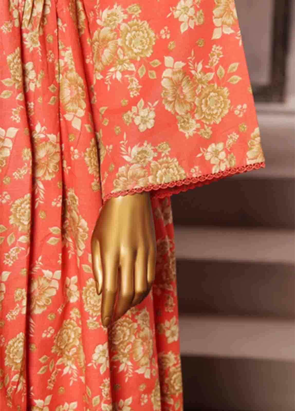 Bin Saeed Fabric - WK-FR-072 A-3 Piece Khaddar Printed Frock Style Suit