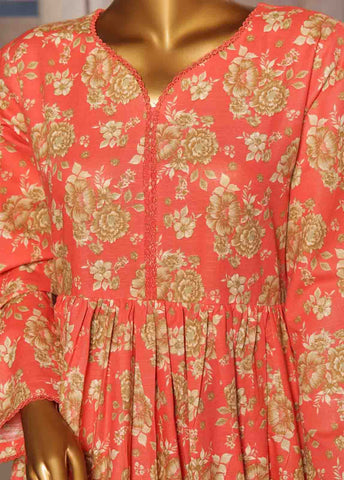 Bin Saeed Fabric - WK-FR-072 A-3 Piece Khaddar Printed Frock Style Suit