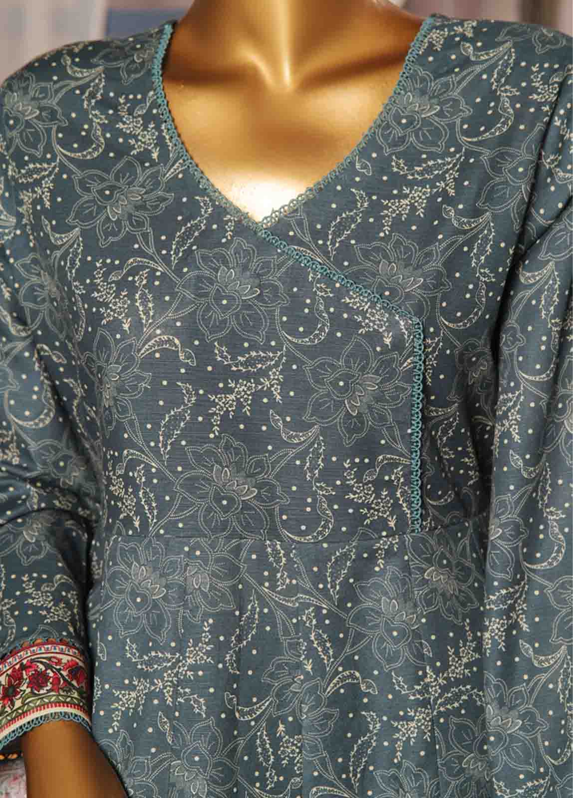 Bin Saeed Fabric - WK-FR-076 A-3 Piece Khaddar Printed Frock Style Suit