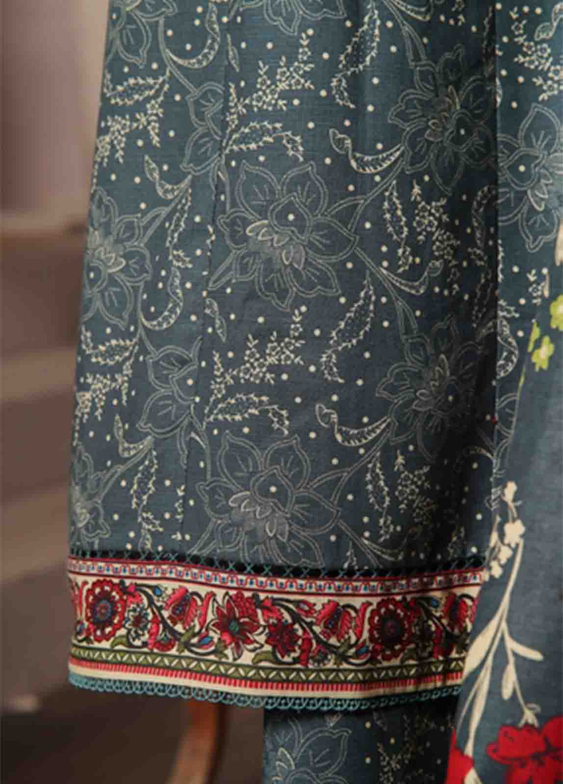 Bin Saeed Fabric - WK-FR-076 A-3 Piece Khaddar Printed Frock Style Suit