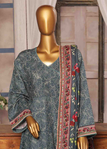 Bin Saeed Fabric - WK-FR-076 A-3 Piece Khaddar Printed Frock Style Suit